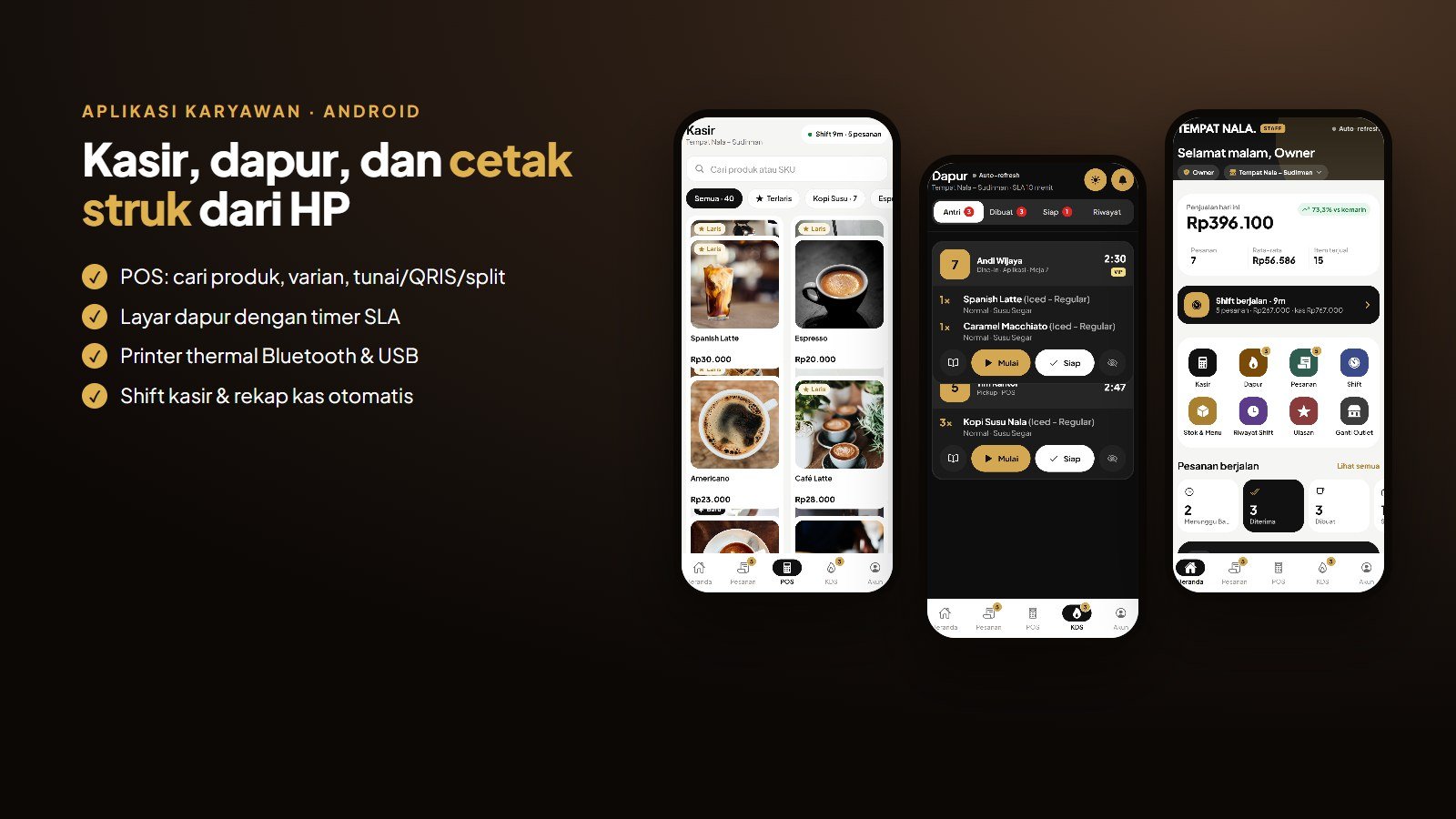 Pratinjau 3 — Aplikasi Resto & Kafe — Source Code Pemesanan Online, POS, KDS + Aplikasi Android