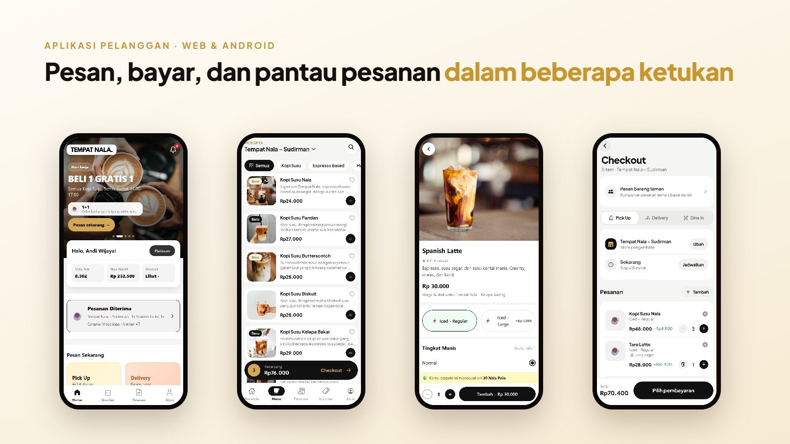 Pratinjau 1 — Aplikasi Resto & Kafe — Source Code Pemesanan Online, POS, KDS + Aplikasi Android