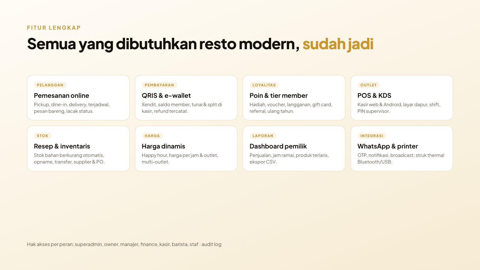 Pratinjau 7 — Aplikasi Resto & Kafe — Source Code Pemesanan Online, POS, KDS + Aplikasi Android